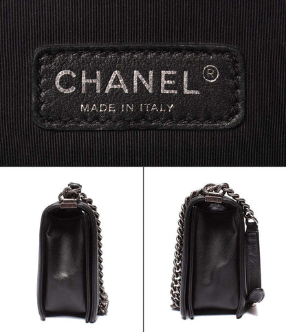 CHANEL チェーンショルダーバッグ 肩掛け ヴィンテージシルバー金具 スムースレザー 19番台 レディース シャネル
