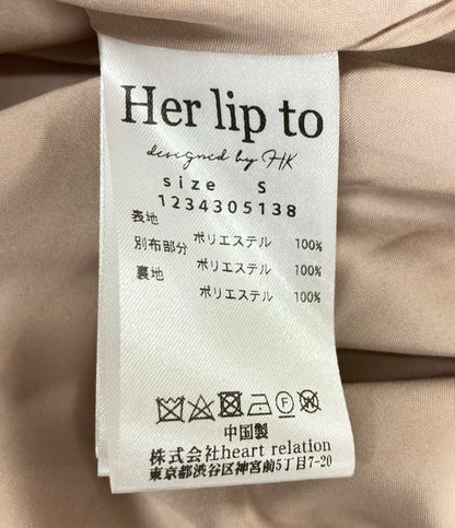 美品 ハーリップトゥ 花柄オフショルダー長袖フレアロングワンピース レディース SIZE S Her lip to