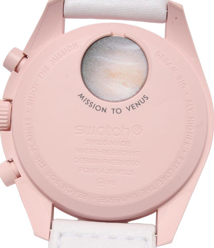 美品 オメガ×スウォッチ 腕時計 MOON クオーツ ピンク ユニセックス OMEGA×SWATCH