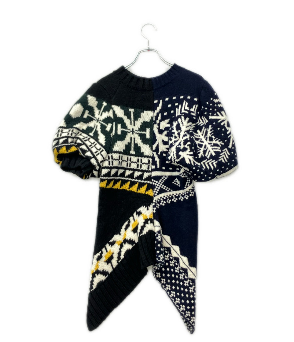 Sacai パッチワーク ショートスリーブセーター 24-07433 レディース SIZE 1 サカイ