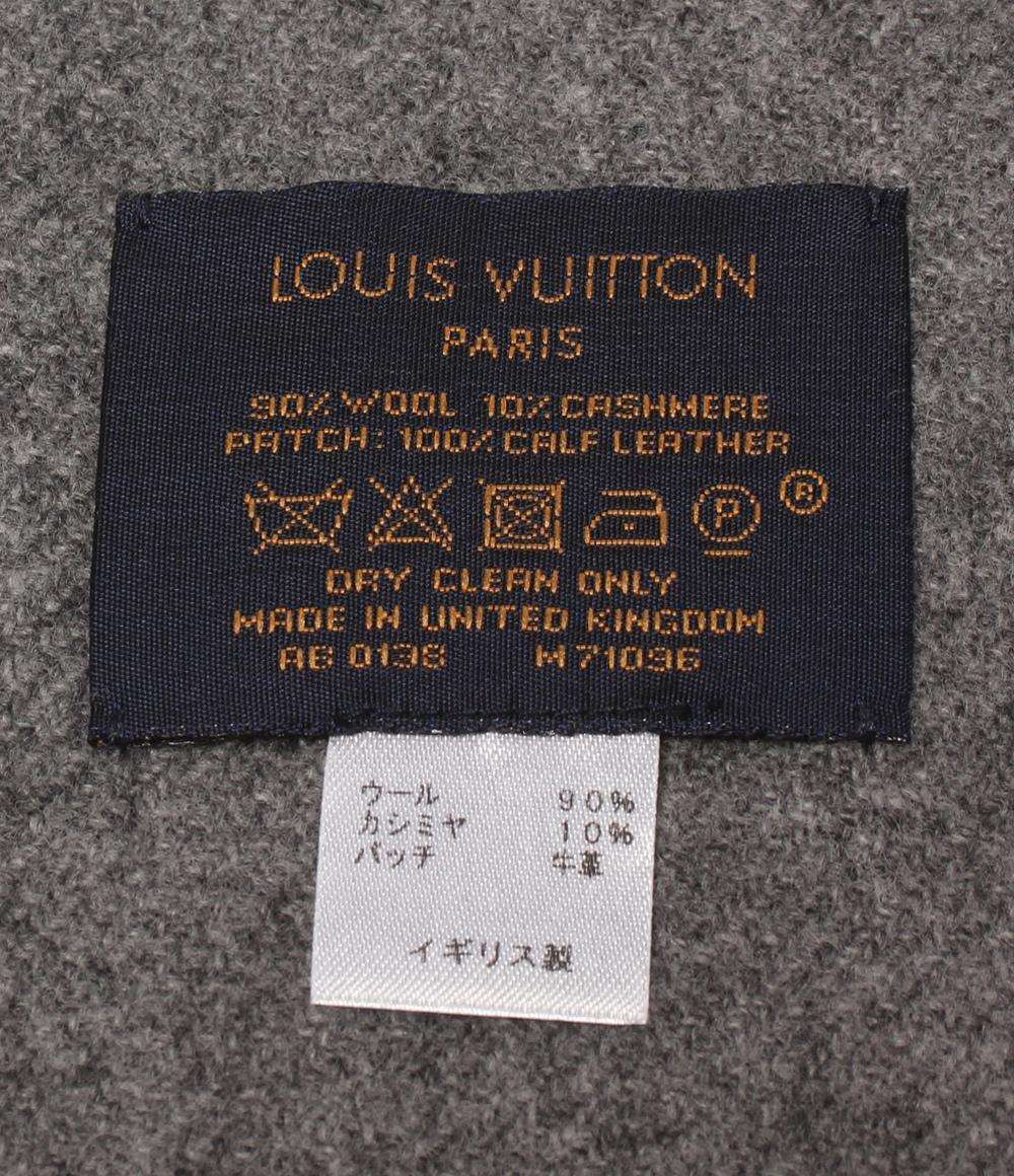 美品 LOUIS VUITTON マフラー エシャルプ シティアルプス ロゴワッペン M71096 メンズ レディース ルイ・ヴィトン