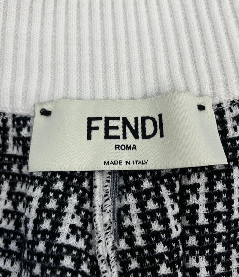 FENDI クロップドパンツ FF柄 ズッキーノ ワイド カプリ丈 ニット 黒 白 FENDI FZR724 AF4U レディース SIZE 40 (M) フェンディ