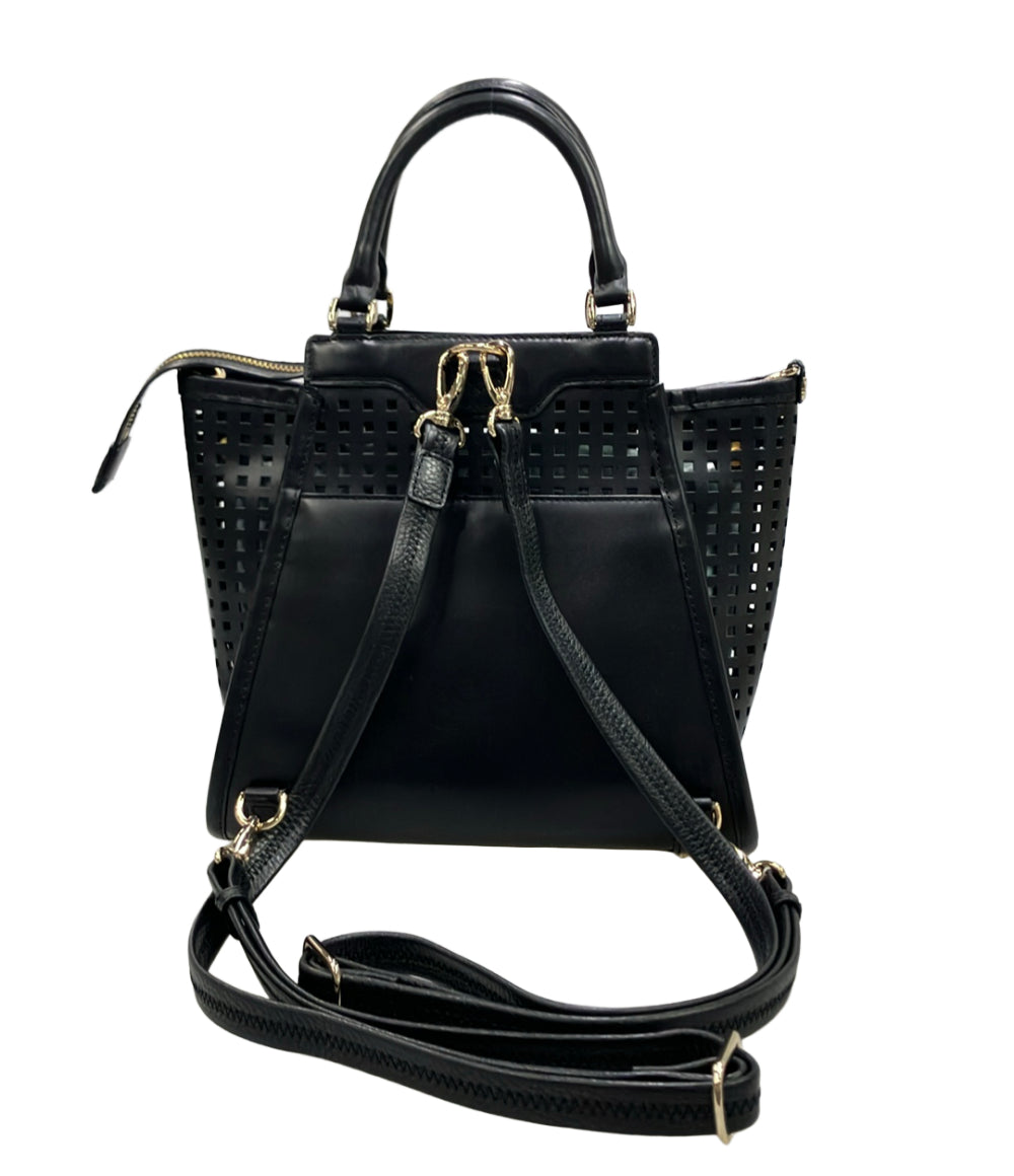 美品 PELLE BORSA ハンドルバッグ ショルダーバッグ リュック 3WAY 斜め掛け パンチングレザー レディース ペレボルサ