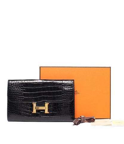 エルメス 長財布 クロコダイル アリゲーター ゴールド金具 A刻印 コンスタンスロング レディース HERMES