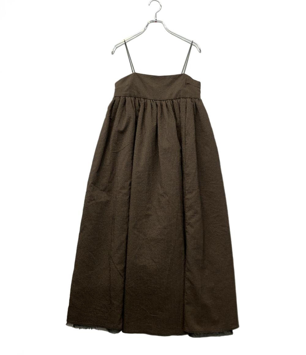 TODAYFUL ノースリーブワンピース チェック柄 キャミソールドレス 裏地チュール 裾カットオフ Washer Camisolr Dress 12420310 レディース SIZE 36