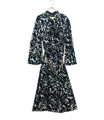 美品 MICHAEL KORS 長袖ワンピース レオパード柄 レディース SIZE XS マイケルコース
