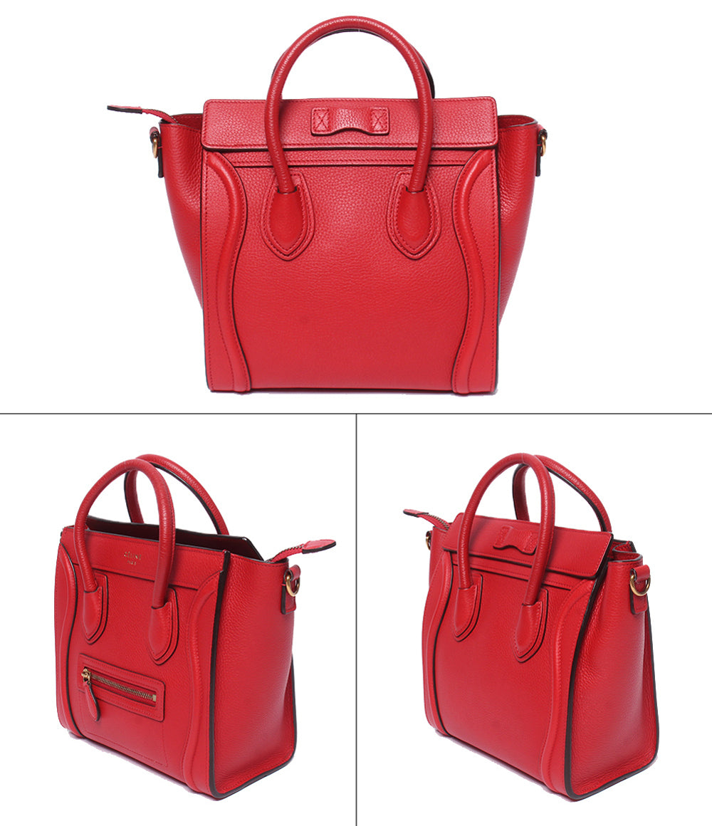 美品 CELINE 2WAY ハンドバッグ ショルダーバッグ 肩掛け 斜め掛け ラゲージ ナノ 168243 レディース セリーヌ