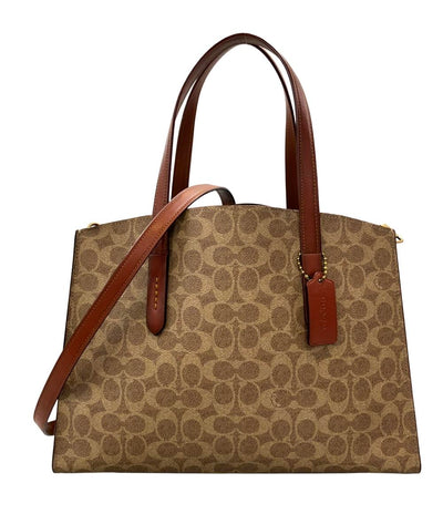美品 COACH 2WAY ハンドバッグ ショルダーバッグ 斜め掛け チャーリー キャリーオール シグネチャー 31210 レディース コーチ