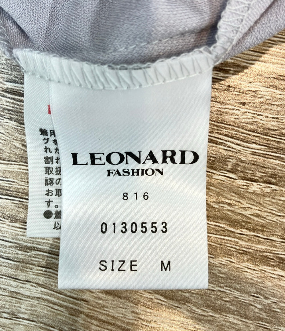 LEONARD 半袖ワンピース 花柄 トリム Vネック 0130553 レディース SIZE M レオナール