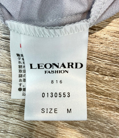 LEONARD 半袖ワンピース 花柄 トリム Vネック 0130553 レディース SIZE M レオナール