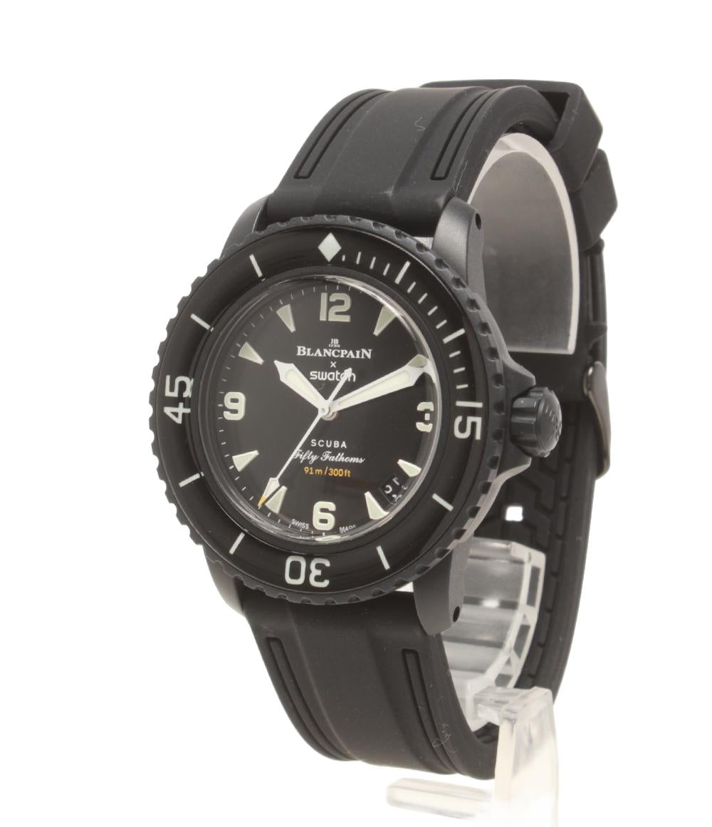 ブランパン スウォッチ 腕時計 OCEAN OF STORMS Fifty Fathoms 自動巻き ブラック SO35B400 レディース Blancpain Swatch