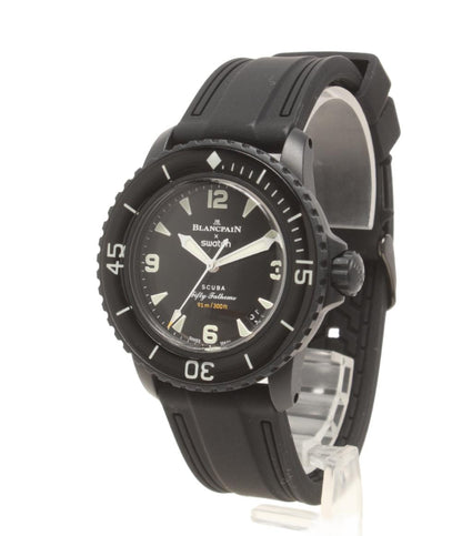 ブランパン スウォッチ 腕時計 OCEAN OF STORMS Fifty Fathoms 自動巻き ブラック SO35B400 レディース Blancpain Swatch