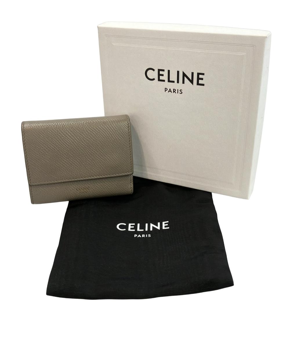 CELINE セリーヌ ベージュ 三つ折り財布 箱付き セリーヌスモール ウォレット ベージュ レディース 三つ折り財布