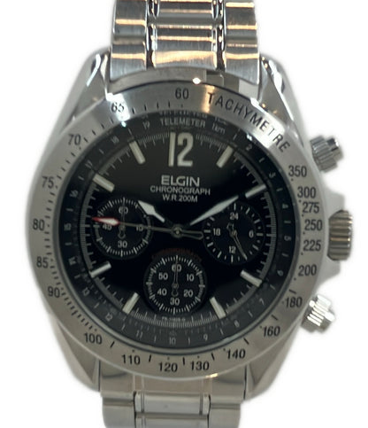 ELGIN 腕時計 クオーツ ブラック FK-1192 メンズ エルジン