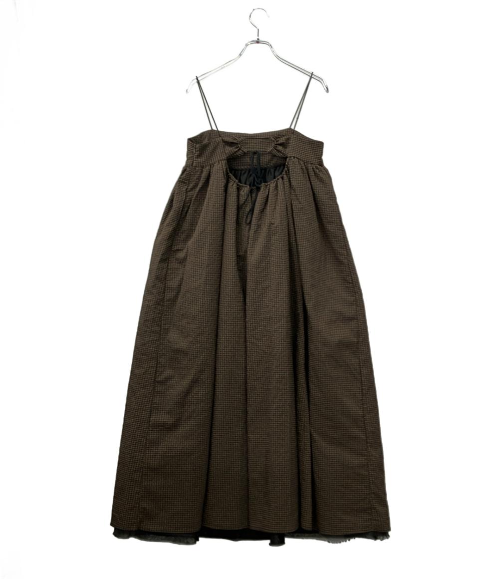 TODAYFUL ノースリーブワンピース チェック柄 キャミソールドレス 裏地チュール 裾カットオフ Washer Camisolr Dress 12420310 レディース SIZE 36