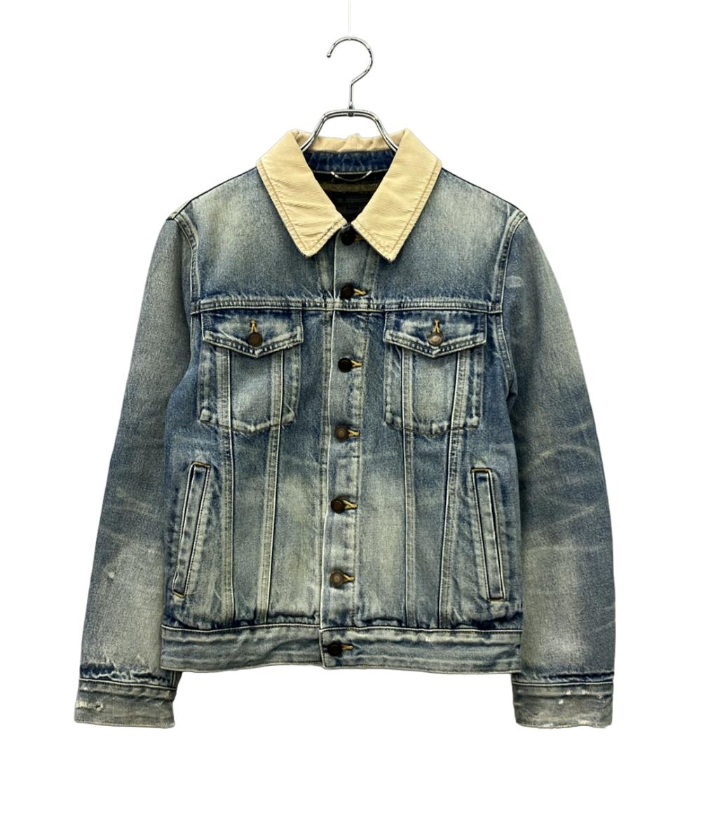 SAINT LAURENT デニムジャケット 襟コーデュロイ クラッシュ加工 530366  YA894 メンズ SIZE XS サンローラン