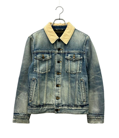 SAINT LAURENT デニムジャケット 襟コーデュロイ クラッシュ加工 530366  YA894 メンズ SIZE XS サンローラン