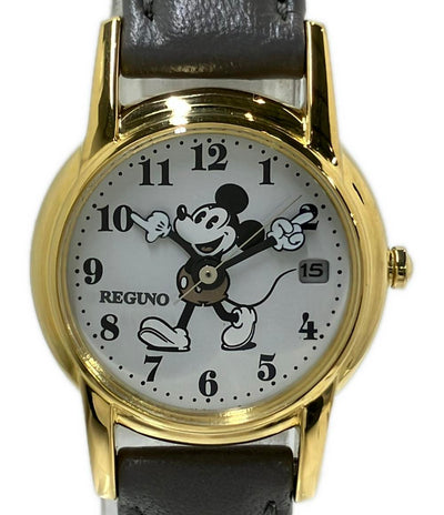 美品 REGUNO 腕時計 ミッキーマウス ソーラー E011-S119596 レディース レグノ