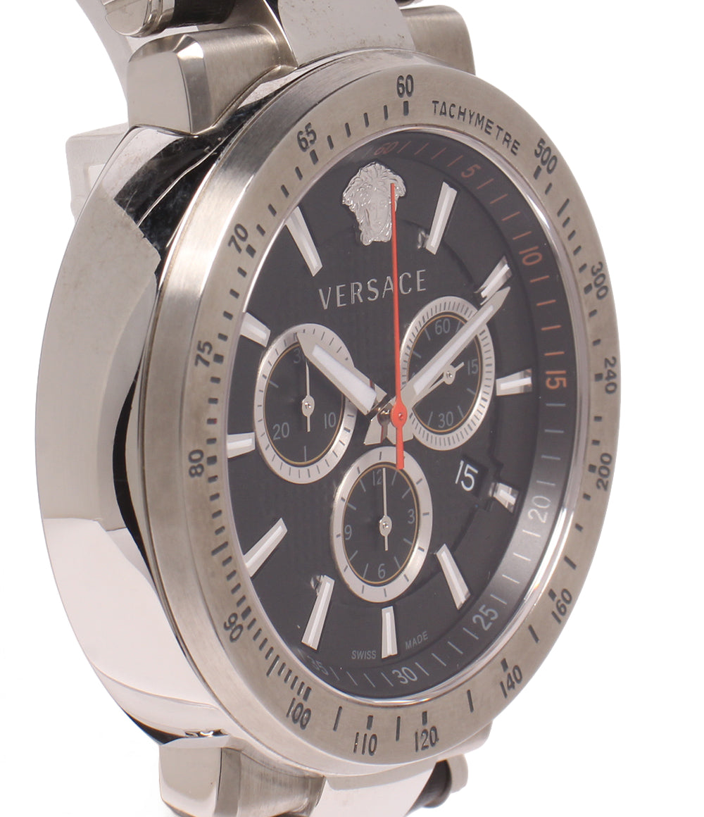 美品 VERSACE 腕時計 クオーツ ブラック VFG 051484320138 メンズ ヴェルサーチ