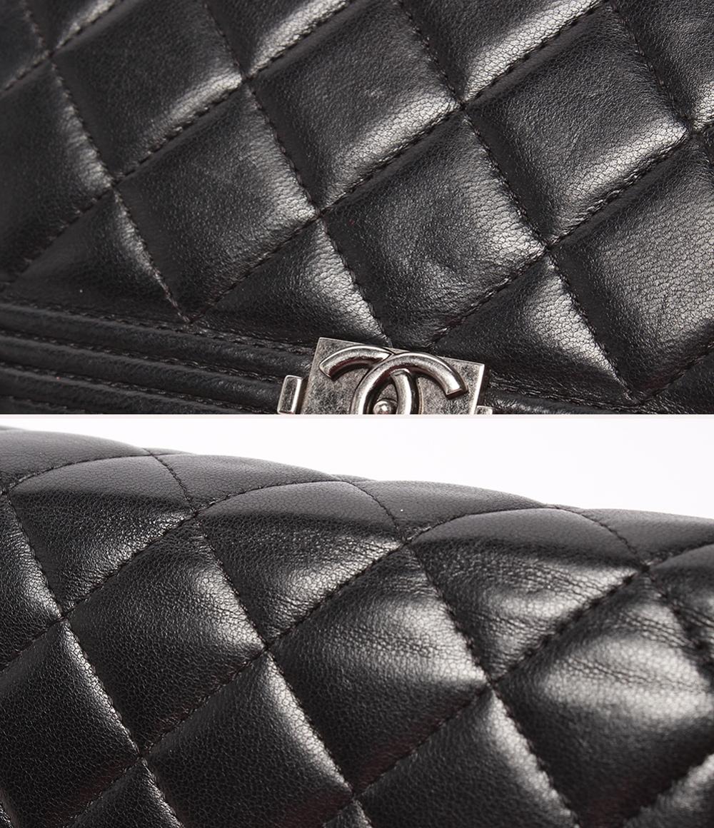 CHANEL チェーンショルダーウォレット 斜め掛け シルバー金具 ラムスキン マトラッセ レディース シャネル