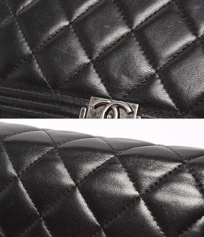 CHANEL チェーンショルダーウォレット 斜め掛け シルバー金具 ラムスキン マトラッセ レディース シャネル