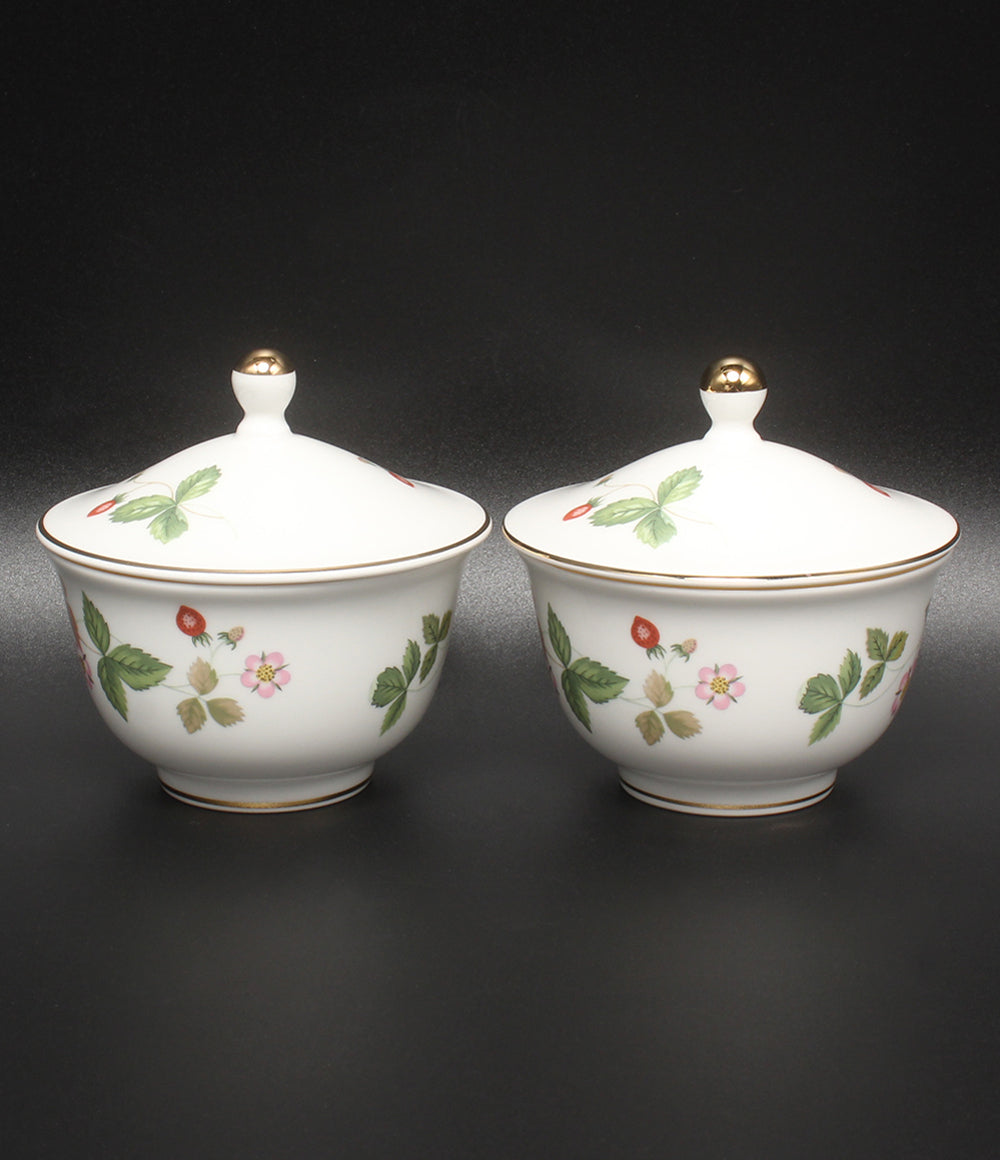美品 WEDGWOOD オリエンタルカップ 2点セット ペア 蓋付き ワイルドストロベリー ウエッジウッド