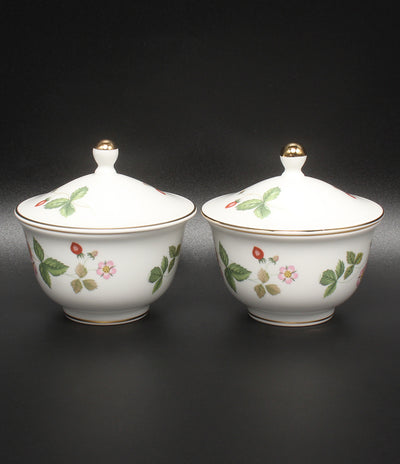 美品 WEDGWOOD オリエンタルカップ 2点セット ペア 蓋付き ワイルドストロベリー ウエッジウッド