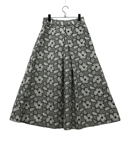 美品 SEVEN TEN フレアスカート タック 2024AW フラワー刺繍タックスカート 8A304 レディース SIZE M セブンテン