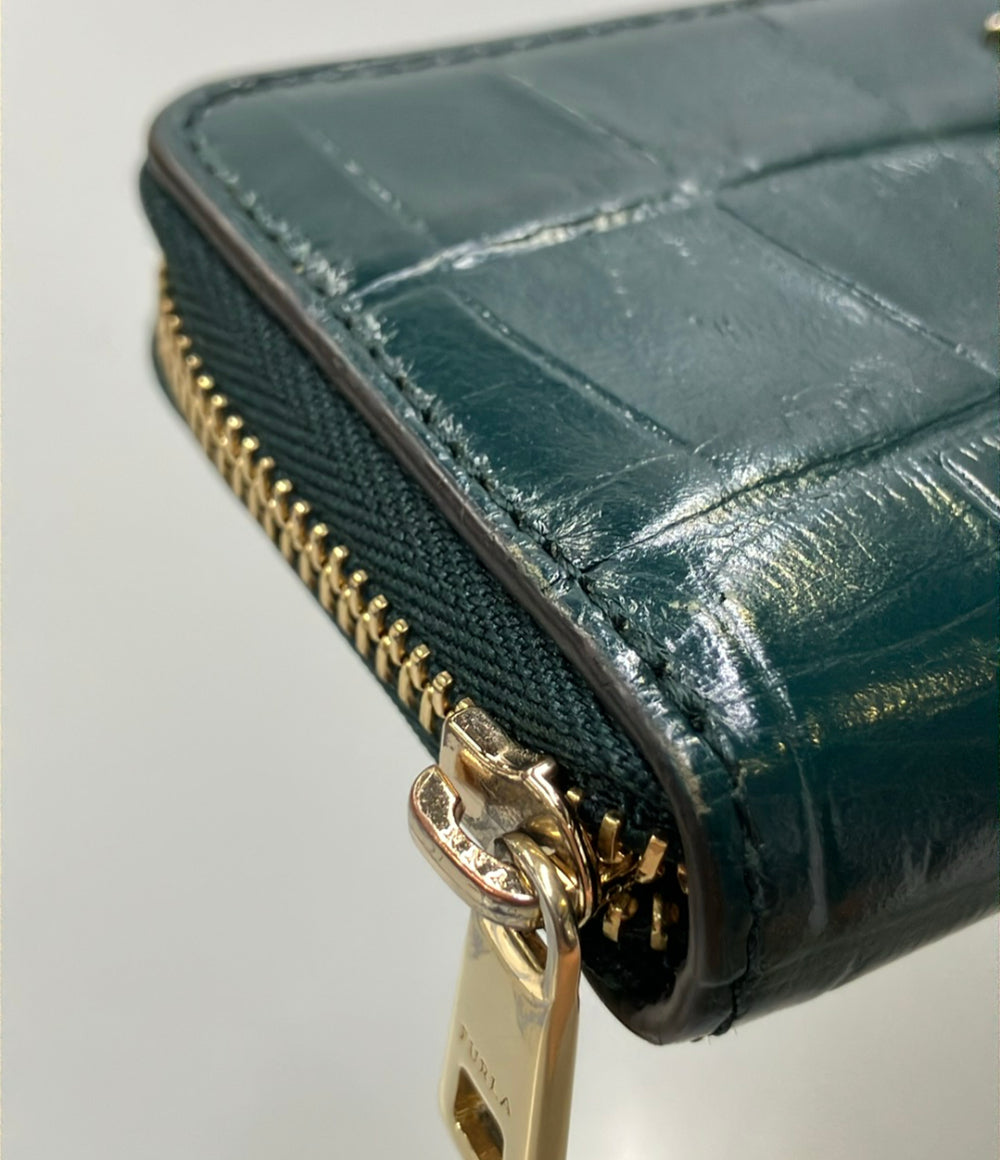FURLA 4連キーケース ラウンドファスナー クロコ型押し レディース フルラ