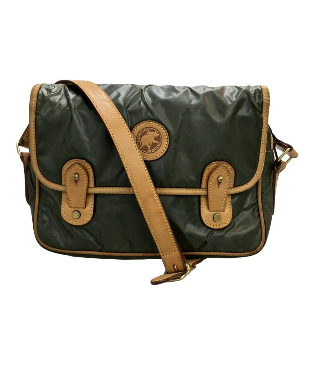 訳あり ハンティングワールド ショルダーバッグ 斜め掛け バチュークロス ヌメ革 メンズ HUNTING WORLD