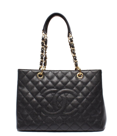 CHANEL チェーンショルダーバッグ  GSTトートバッグ 肩掛け マトラッセ ゴールド金具 キャビアスキン レディース シャネル