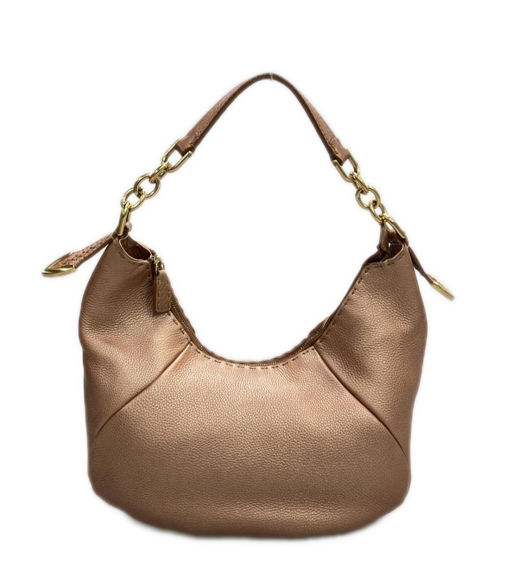 フェンディセレリア レディース レザー ショルダーバッグ シャンパンゴールド FENDI(フェンディ) ショルダーバッグ セレリア ブラウン×アイボリー レザー