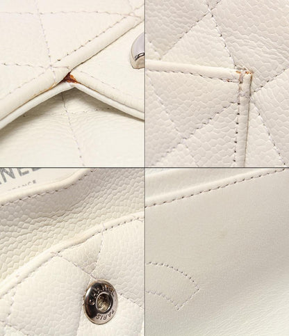 CHANEL ショルダーバッグ 肩掛け ダブルフラップ ダブルチェーン シルバー金具 キャビアスキン マトラッセ25 レディース シャネル
