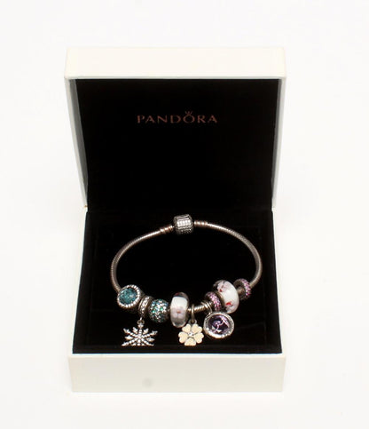 PANDORA ブレスレット バングル SV925 チャーム フラワーモチーフ 花モチーフ レディース パンドラ