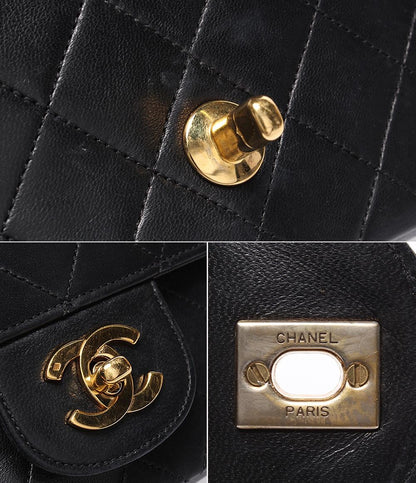 CHANEL チェーンショルダーバッグ ゴールド金具 ラムスキン ダブルフラップ ダブルチェーン 0番台 マトラッセ25 レディース シャネル