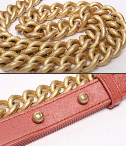 美品 CHANEL チェーンショルダーバッグ ゴールド金具 スムースレザー マトラッセ ボーイシャネル25 レディース シャネル