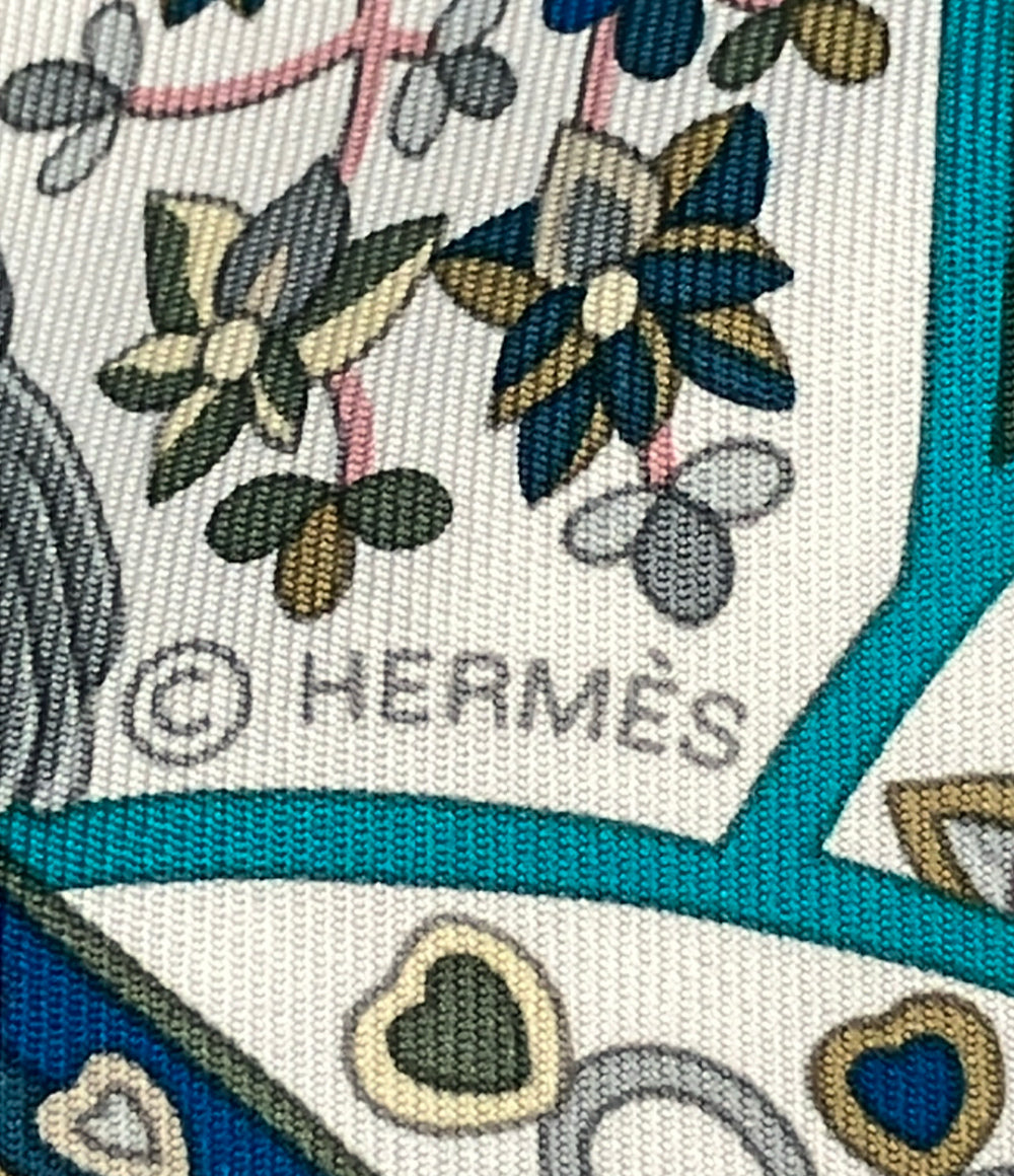 美品 HERMES スカーフ カレ90 シルク100% 花咲く鳥たちの国で レディース エルメス