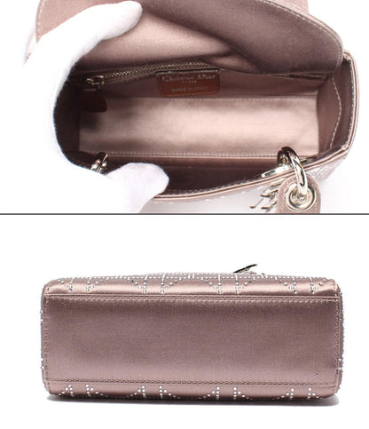 クリスチャンディオール ハンドバッグ ラインストーン サテン レディディオール Christian Dior