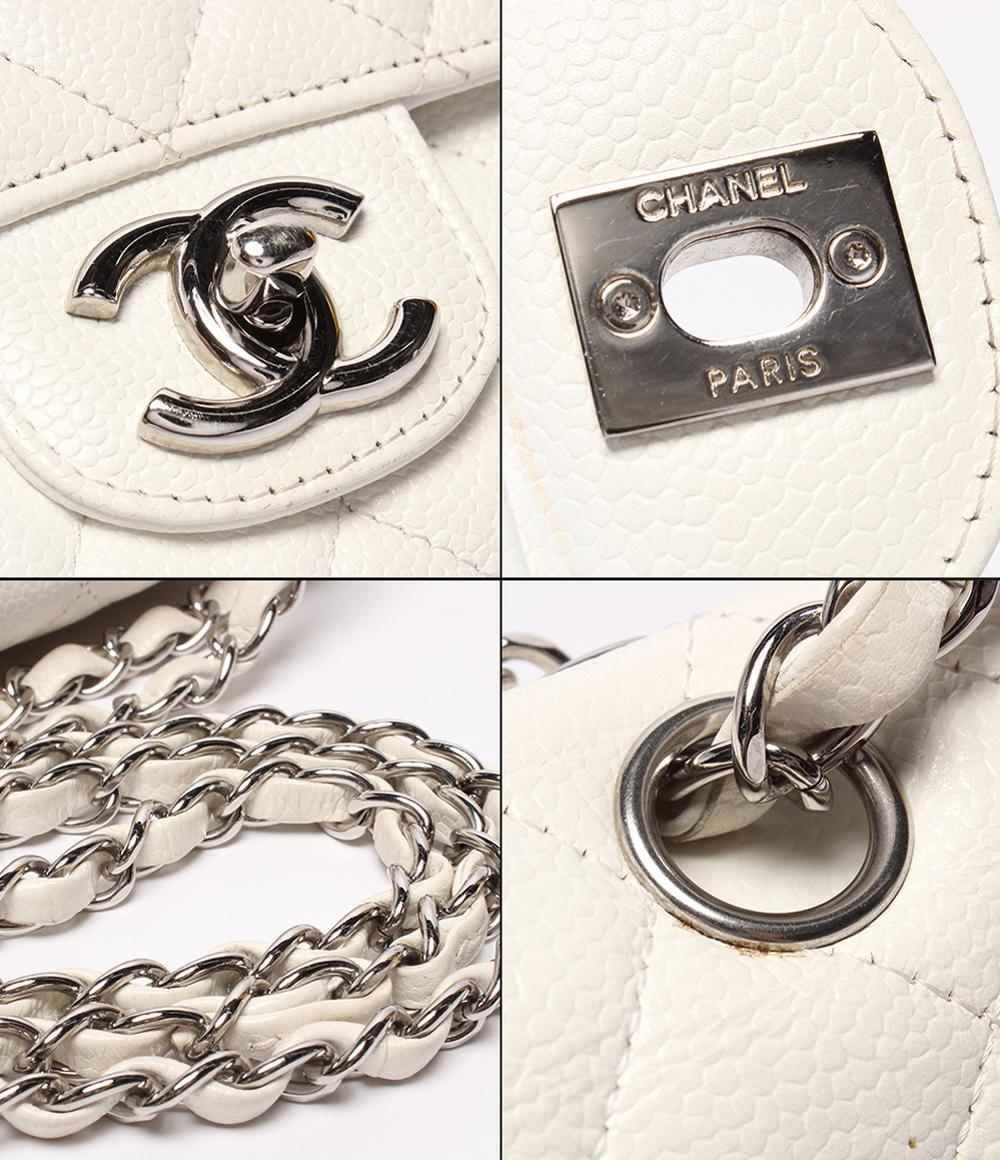 CHANEL ショルダーバッグ 肩掛け ダブルフラップ ダブルチェーン シルバー金具 キャビアスキン マトラッセ25 レディース シャネル