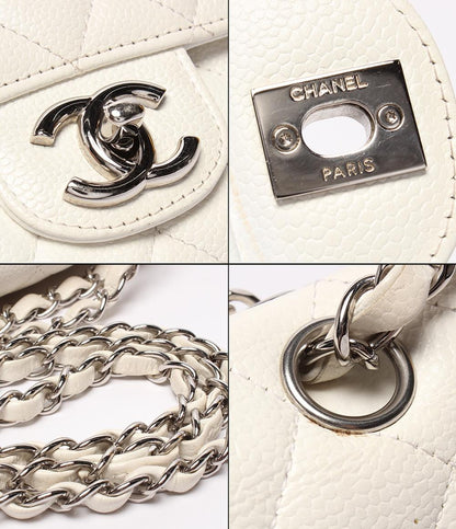 CHANEL ショルダーバッグ 肩掛け ダブルフラップ ダブルチェーン シルバー金具 キャビアスキン マトラッセ25 レディース シャネル