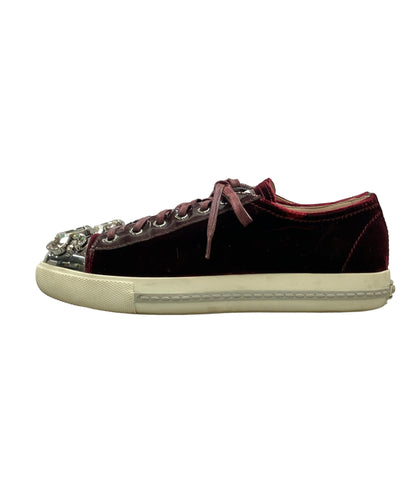 Miu Miu ローカットスニーカー ビジュー ベロア 5E8561 レディース SIZE 37.5 ミュウ ミュウ