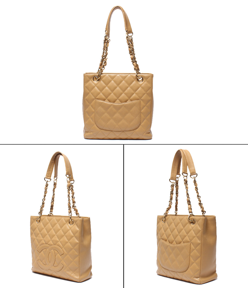 CHANEL チェートートバッグ PST 肩掛け マトラッセ キャビアスキン ゴールド金具 9番台 A50994 レディース シャネル