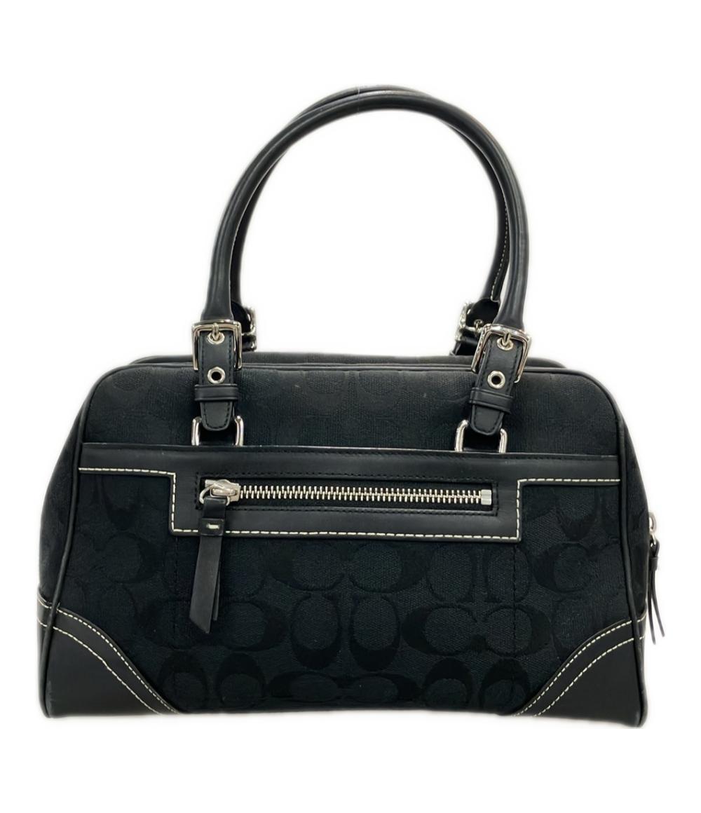 COACH ボストンバッグ 黒 キャンバス COACH ハンドバッグ ミニボストンバッグ キャンバス レザー