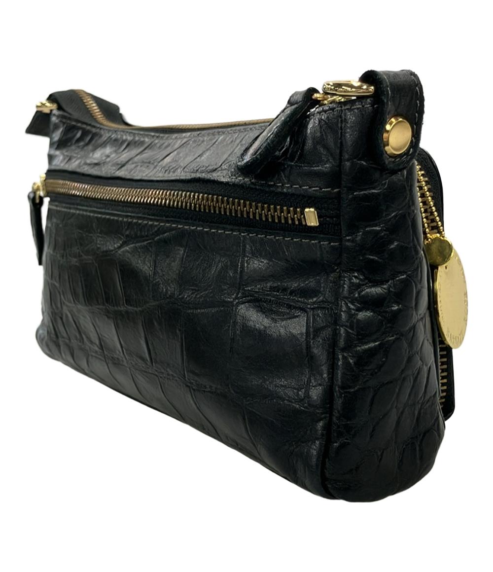 BARDOT ROSE ショルダーバッグ ウォレットポシェット 2WAY 斜め掛け 本革 牛革 レザー クロコ型押し レディース バルドロゼ