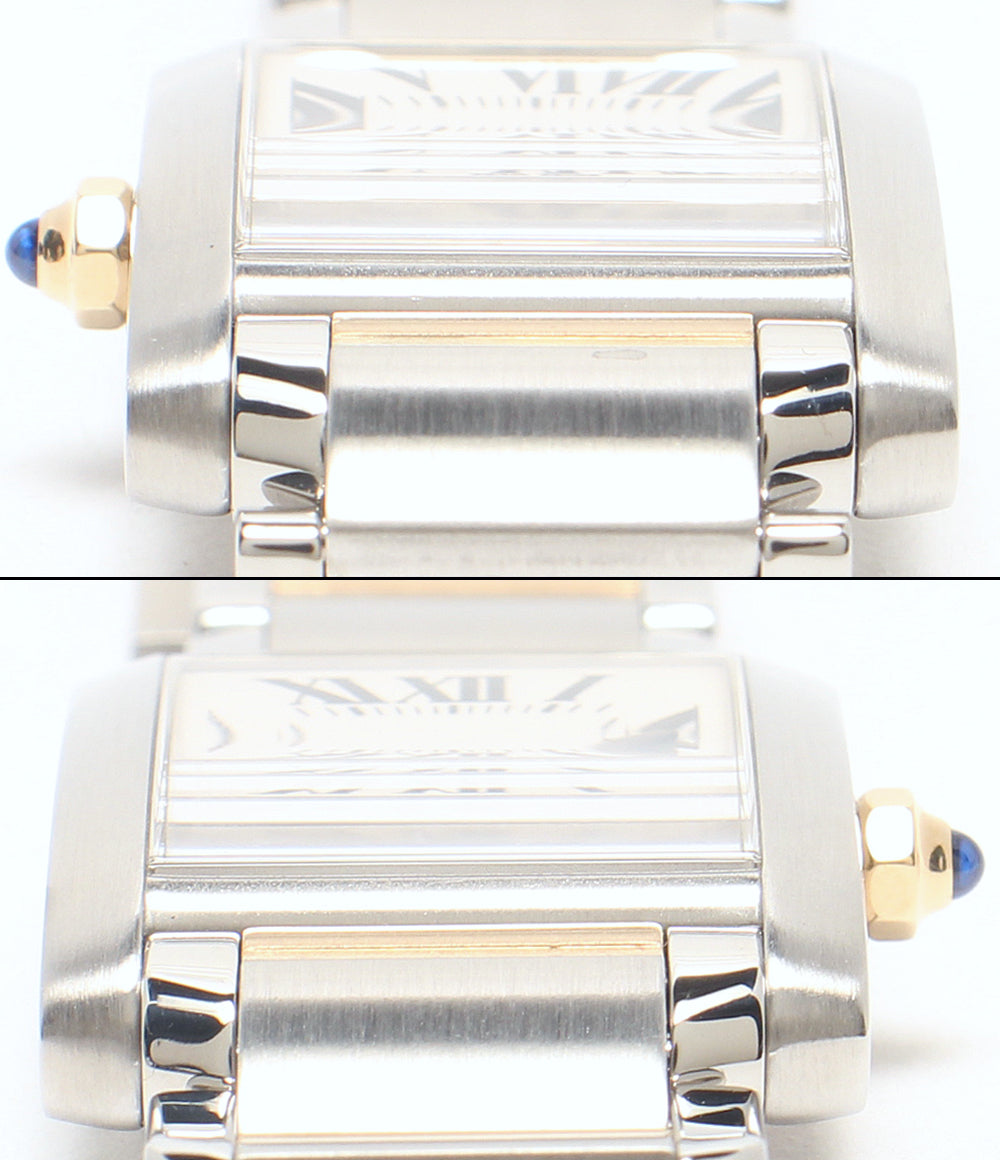 美品 Cartier 腕時計 タンクフランセーズSM クオーツ ホワイト 2384 レディース カルティエ