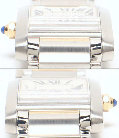 美品 Cartier 腕時計 タンクフランセーズSM クオーツ ホワイト 2384 レディース カルティエ