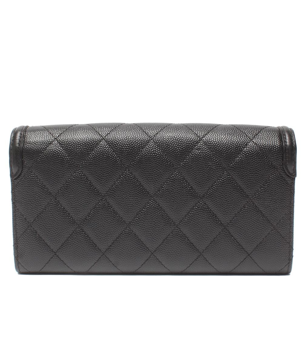 CHANEL 長財布 ゴールド金具 CCフィグリー キャビアスキン A84448