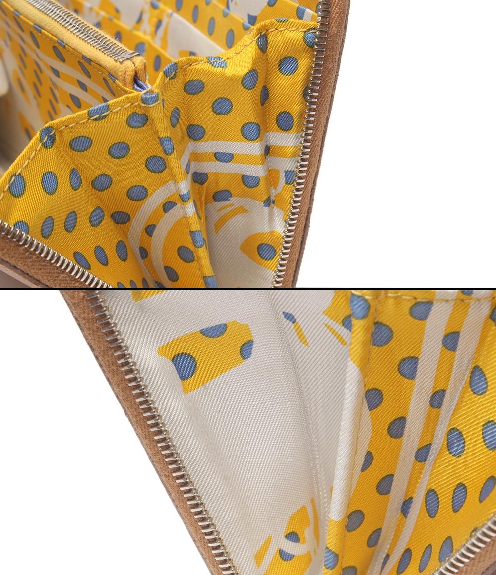 HERMES ラウンドファスナー長財布 C刻印 シルバー金具 シルクイン アザップロング レディース エルメス