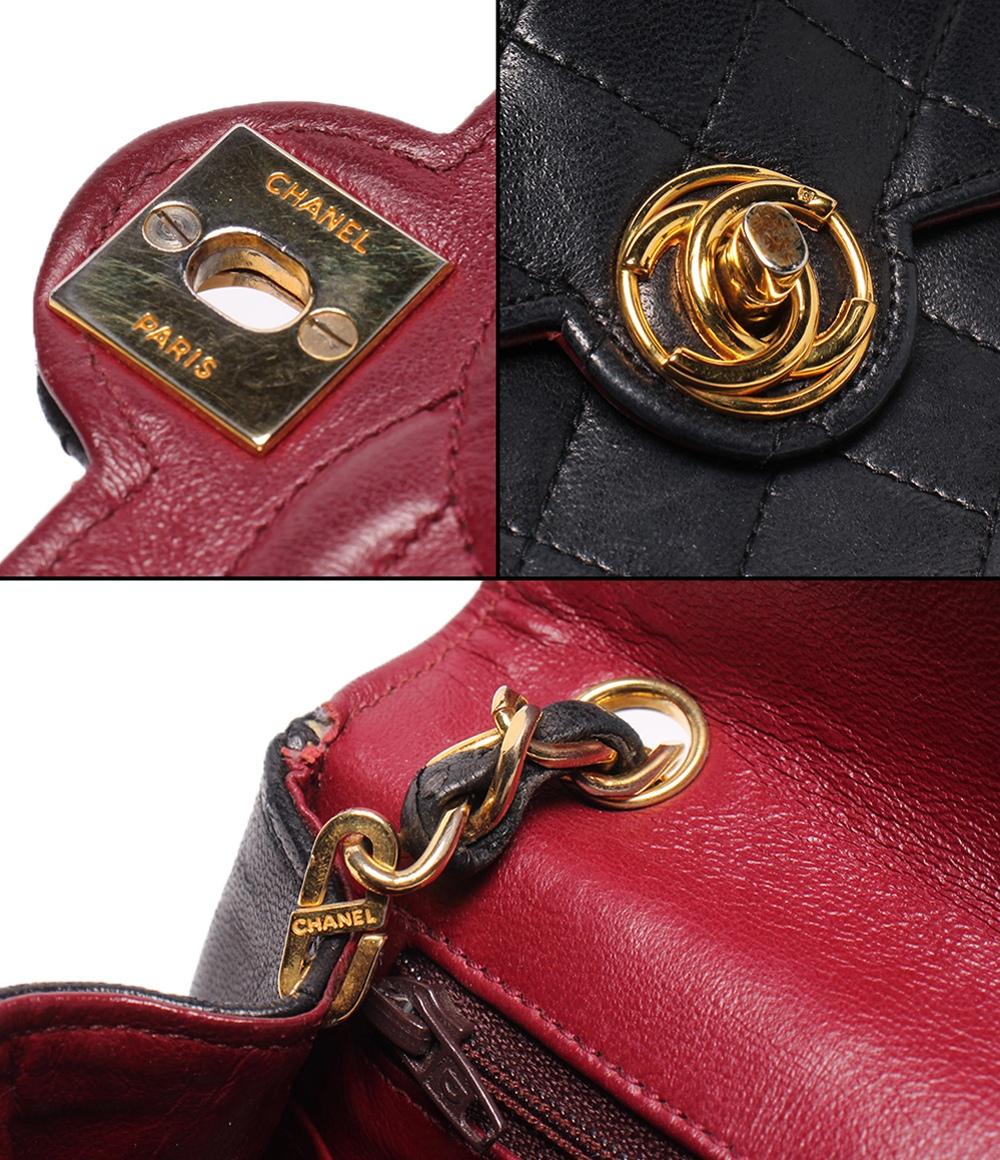 CHANEL チェーンショルダーバッグ シングルフラップ 斜め掛け ヴィンテージ ラムスキン ゴールド金具 マトラッセ レディース シャネル