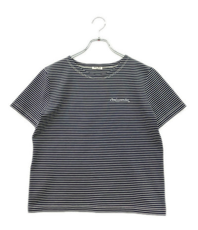 美品 Miu Miu 半袖 ボーダー柄 Tシャツ MJN013 レディース SIZE M ミュウ ミュウ